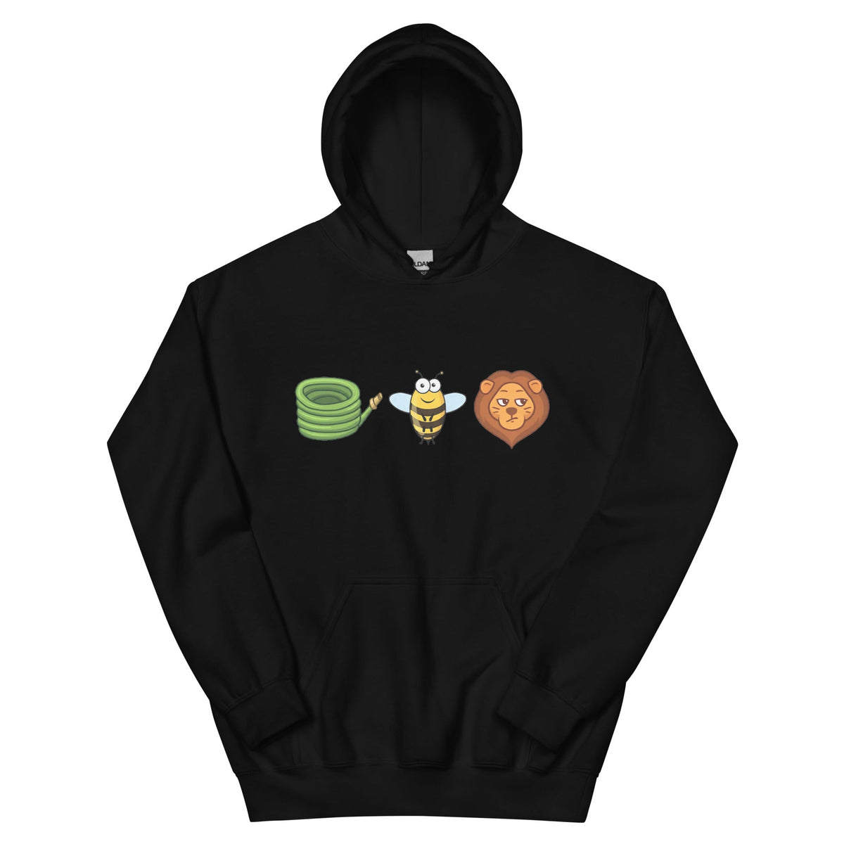Hose Bee Lion on a black hoodie