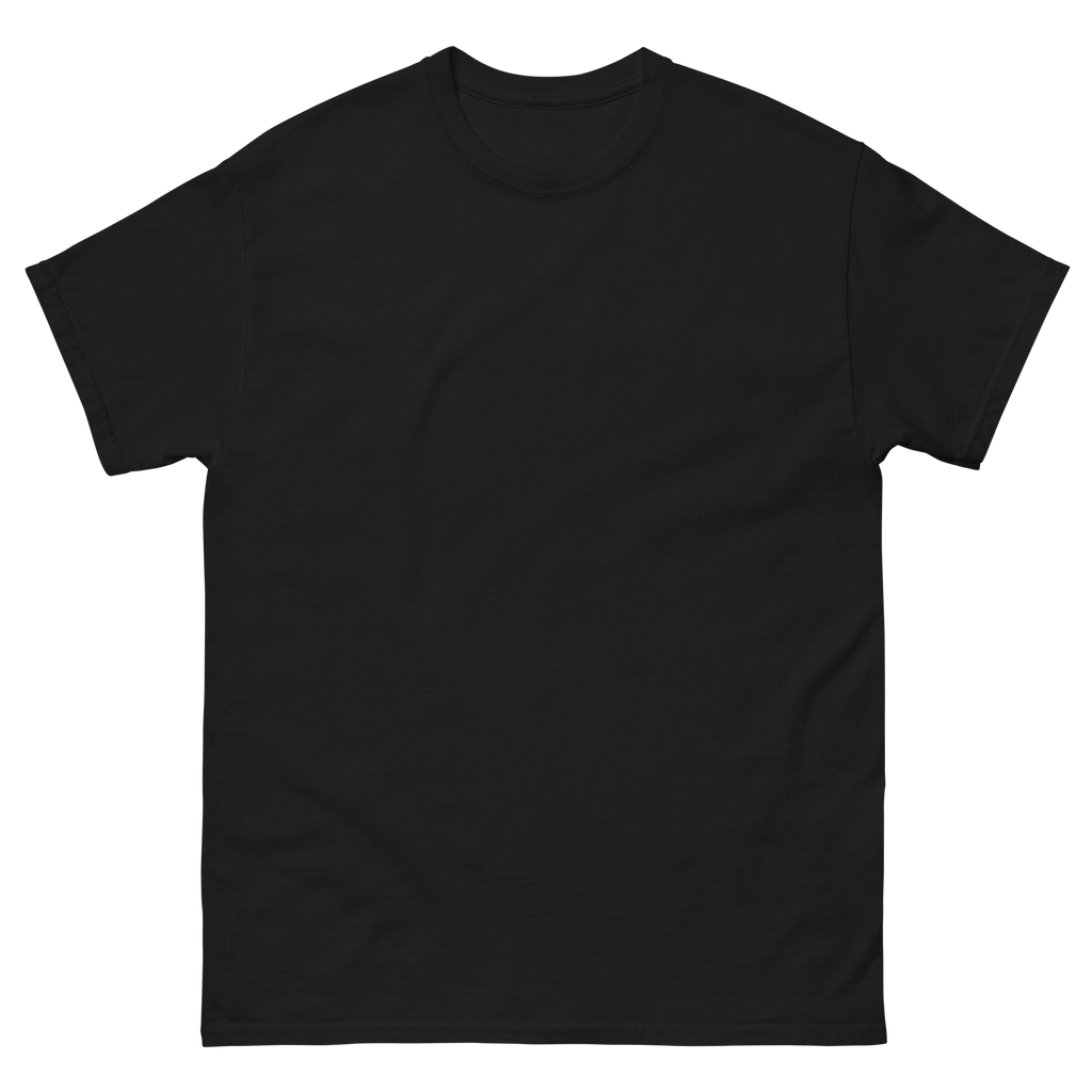 Plain black tee, front