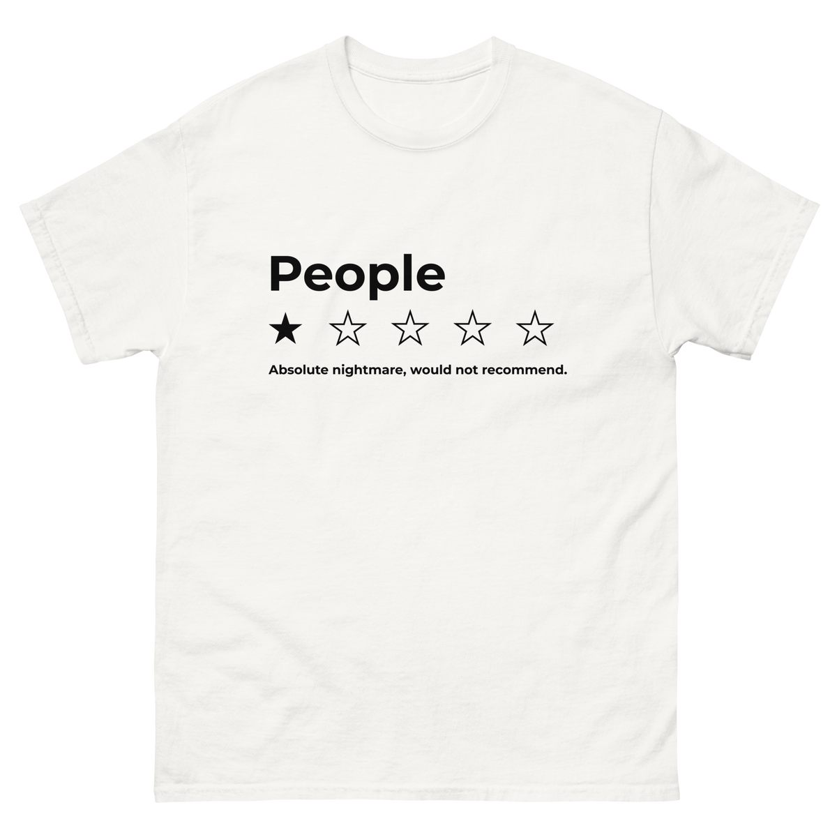 People, Absolute nightmare, would not recommend. (Hoodie - Black) on a white tee