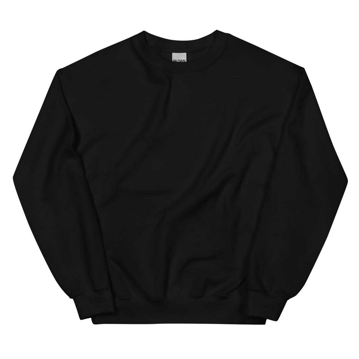 Plain black crewneck, front