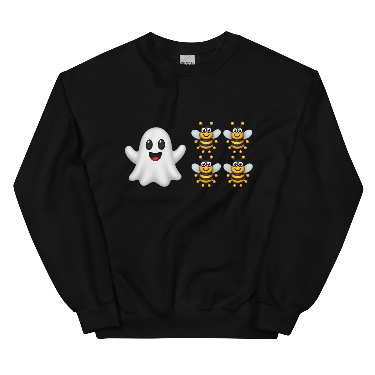 Boo Bees on a black crewneck