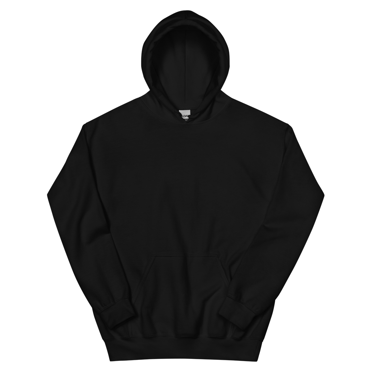 Plain black hoodie, front